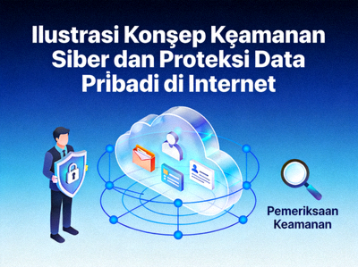 Ilustrasi konsep keamanan siber dan proteksi data pribadi di internet